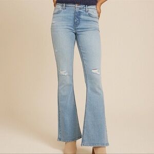 m jeans by Maurices Light Blue High Rise Ripped Flared Jeans, Size 4 Regular